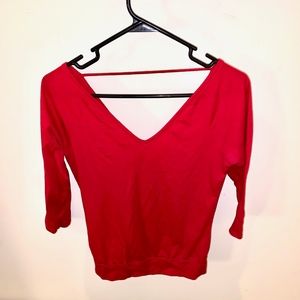 ❤ Alloy Medium Red V-Neck 3/4 Sleeved Top